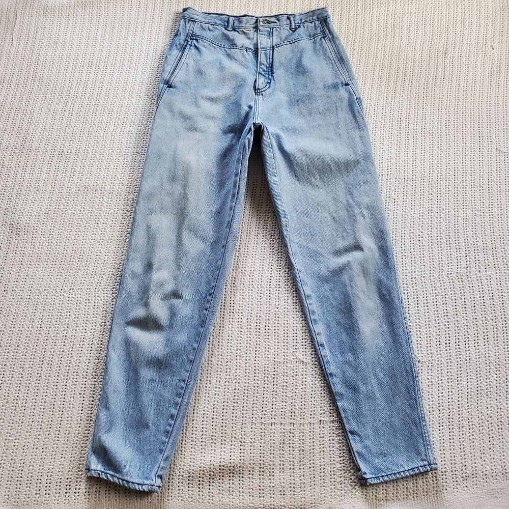 Vintage 90'S Anchor Blue Distressed Denim Super High Rise Bareback Blue